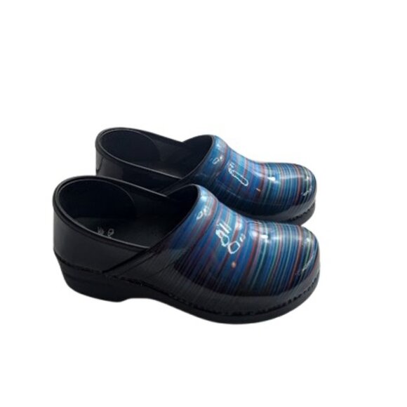 Dansko Womens Professional Comfort Clog iBlue Combo Faded Stripe Patent 40 9.5 - Picture 1 of 6